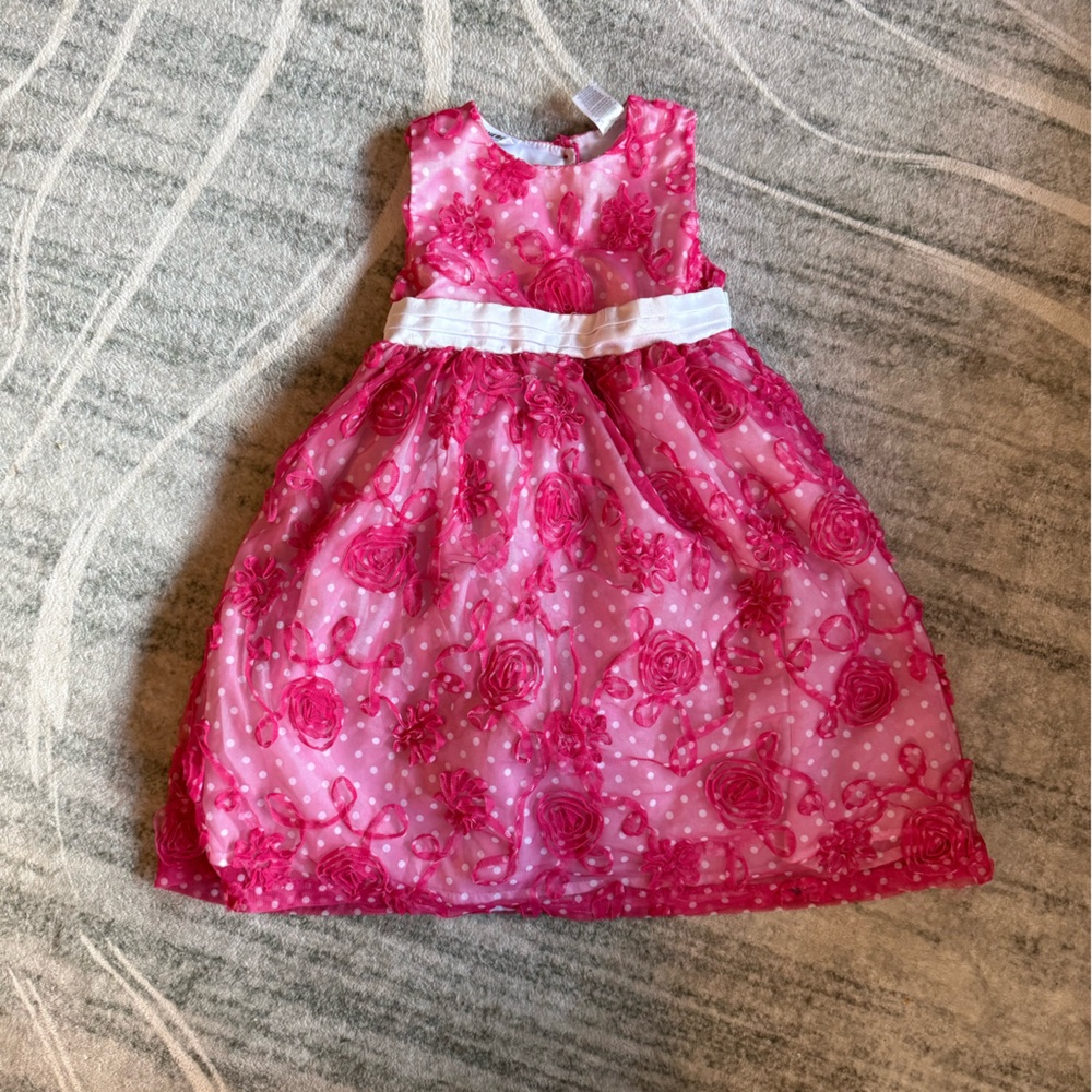 Pink floral embroidered formal dress